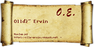 Ollé Ervin névjegykártya